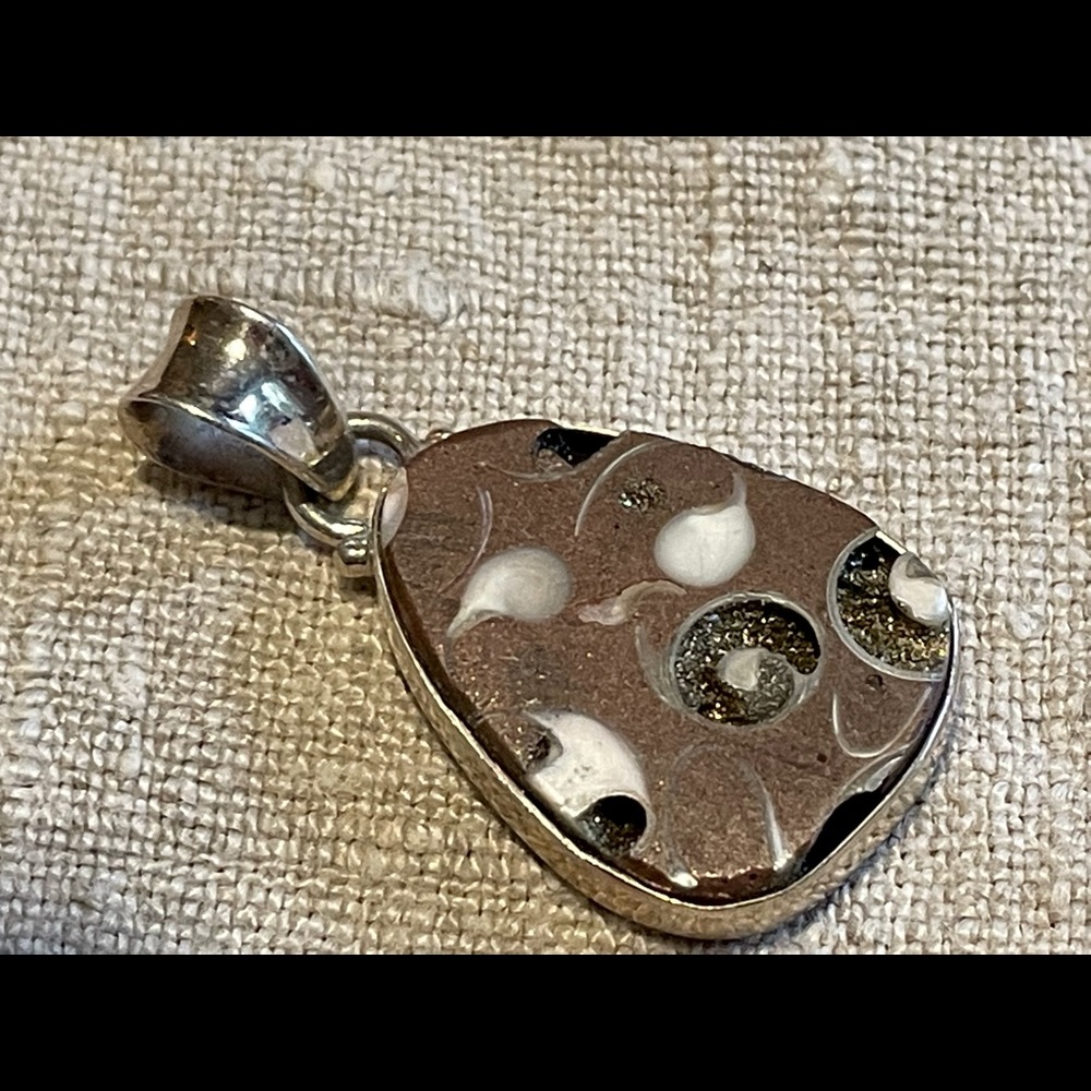 Sterling Silver with Turritella Agate Pendant